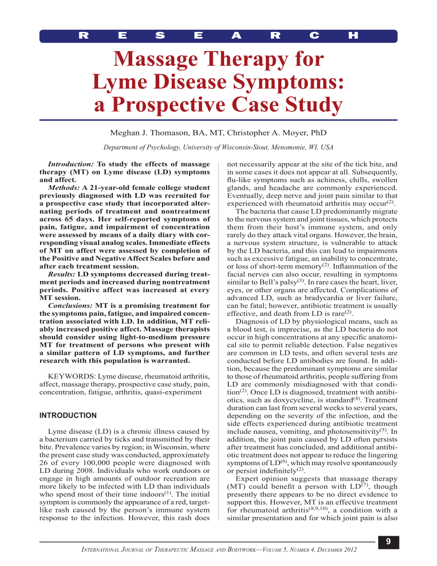 (PDF) Massage Therapy for Lyme Disease Symptoms: a ...