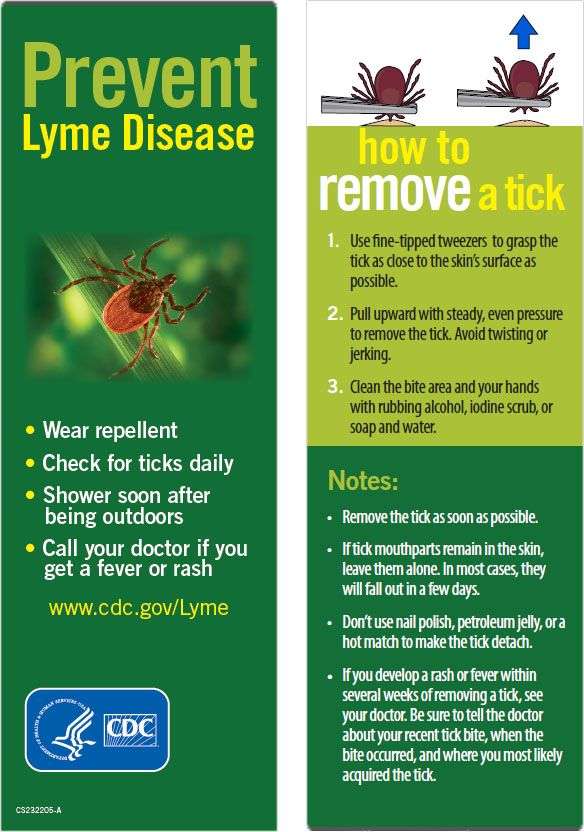 This bookmark describes tips for preventing Lyme disease ...