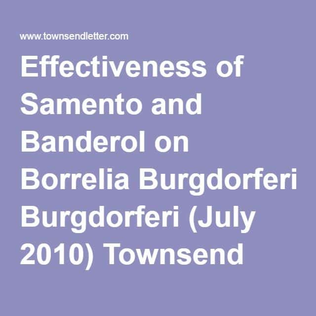 Effectiveness of Samento and Banderol on Borrelia Burgdorferi (July ...